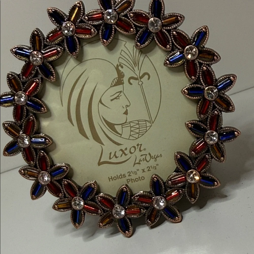 Luxor Las Vegas casino floral red blue clear Egyptian revival Round Photo Frame